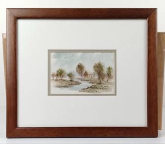 Framed Watercolor Print - Countryside Stream