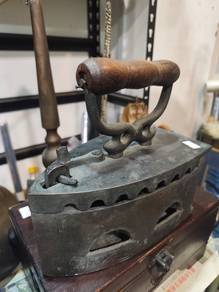 Antique Iron with Wooden Handle