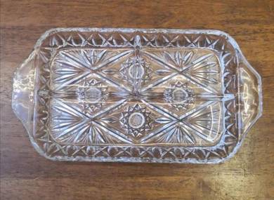 Vintage pressed glass divided tray