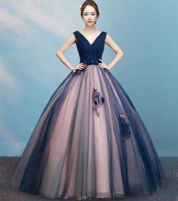 Blue pink ball wedding prom dress gown RB1226