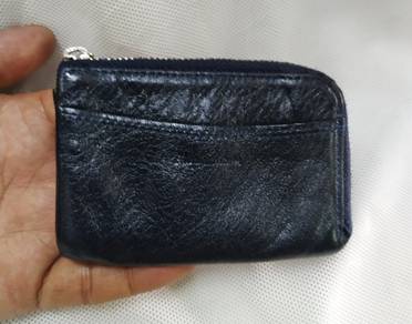 Leather Small Wallet Card Key Holder Zip Coin Purs