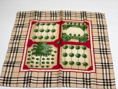 Burberry Nova Check Green Trees Square Scarf