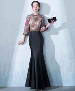 Red black long sleeve Wedding prom dress RBP0361