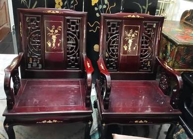 2 single arm sofa rosewood mother of pearl inlaid
