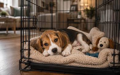 F6454 Nuzzly Beagle small tricolor floppy ears sho