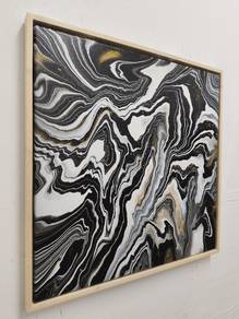 Monochrome Abstract Painting with Frame 