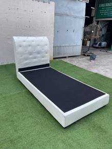 YE83A Katil Single Divan Bed Frame Creamy