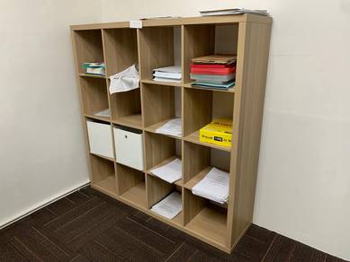 Ikea KALLAX, white stained oak effect and 2 KUGGIS