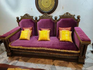 ROYAL Luxury Velvet Sofa Set with Ornate Wood