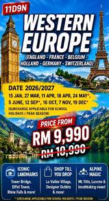 11D9N WESTERN EUROPE With FLIGHT 