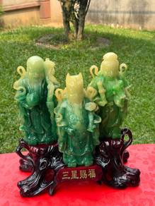 Jade Style Fu Lu Shou Statue福禄寿玉雕 (三星赐福)