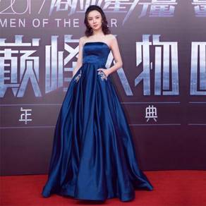 Blue orange green pocket prom evening gown RBP1047