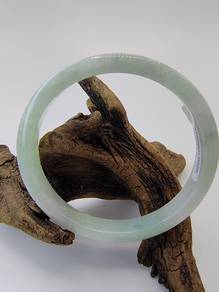 Gelang Giok Jadeite Burma 60.90mm Hijau Muda Ais
