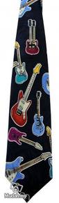 Electric Guitar Music Instrument Cartoon Neck Tie