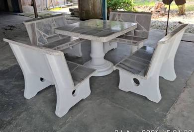 set meja batu terazzo 