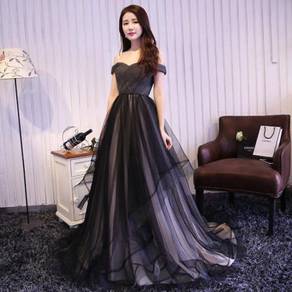 Black white wedding dress gown bridal dinner