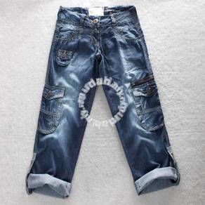 4572 Multi-Pocket Low Cut Jeans Roll-Up Denim Pant
