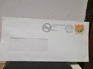2020 Malaysia Stamp on Envelope Covid 19 Orchid