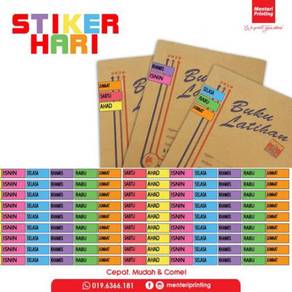 Sticker label hari untuk jadual