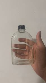 Clear Glass Flask Bottle with Black Cap