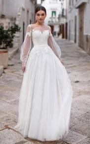 White long sleeve evening prom wedding gown RB2029