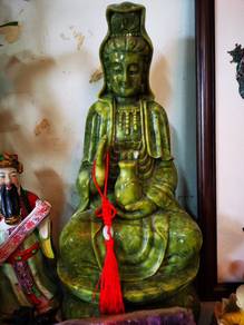 Big jade green Carved Guan Yin Chinese God statue