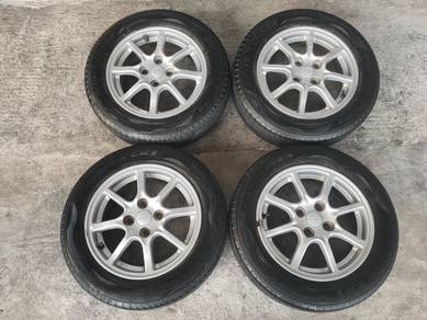 Rim axia bezza viva myvi 14 inch tayar toyo 80%