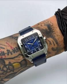 Custom Seiko Mod 38mm Blue Vignette Arabic Santos