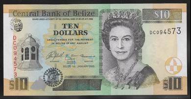 Belize $ 10 Dollar 2005 QE II - Pick 68b unc