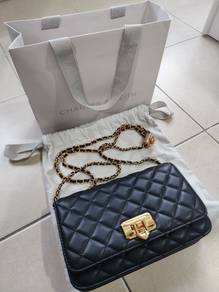 Charles & Keith Quilted Black with Gold Chain