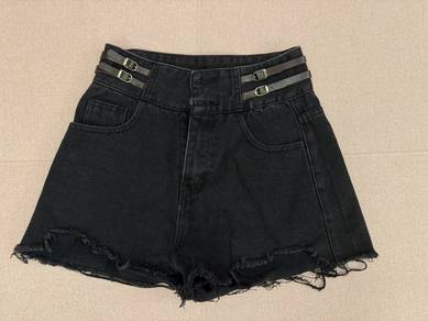 Black high rise short jeans