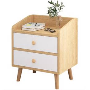 Brown 2 Drawer Bedside Table Organizer Shelves
