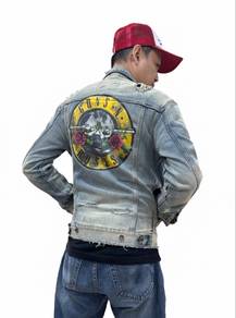 H&M Divided Guns & Roses denim jacket (distressed)