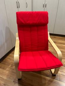 Ikea Poang Chair Red Cushion