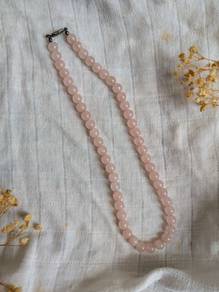 Quality Vintage Rose Quartz Choker Necklace Silver
