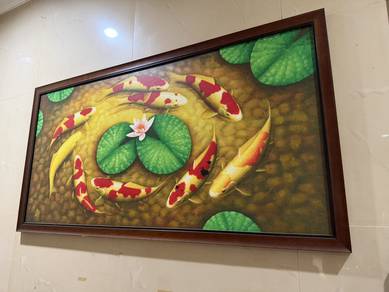 Nine Koi Gathering Good Fortune