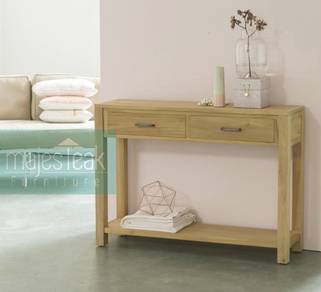 Teak Console Table 2 Drawers