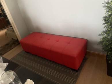 red leather sofa