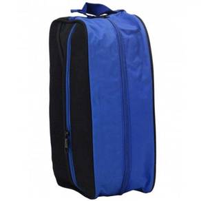 Shoe Bag Blue sulam/print Logo dan Tulisan