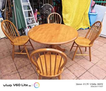 Wooden dining table with chair