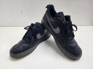 [8UK] Leather Nike Air Force 1 Low Black