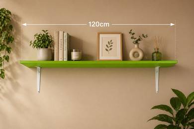 Green rectangular wooden shelf (10 units available