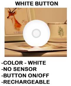 BUTTON WHITE LiGHT LAMP LED USB LAMPU RECHARGEABLE