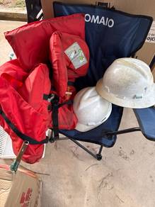 To let Go- Life jacket & 2ea Hard Hat- Used
