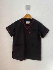 Mizuno Black Pink Piping Scrub Top