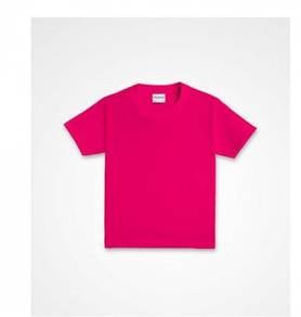 Plain kid's t-shirt round neck fuchsia