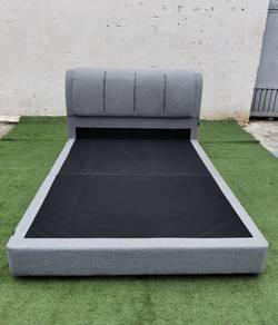YE98L Katil Queen Divan Bed Frame Fabric Grey