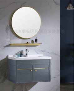 60cm BLUE Toilet Cabinet with Round Mirror Vanity