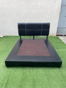 YE75P Katil Queen Divan Bed Frame PU Black