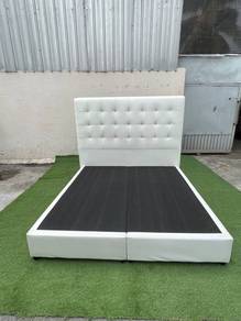 YE67F Katil King Divan Bed Frame PU Creamy
